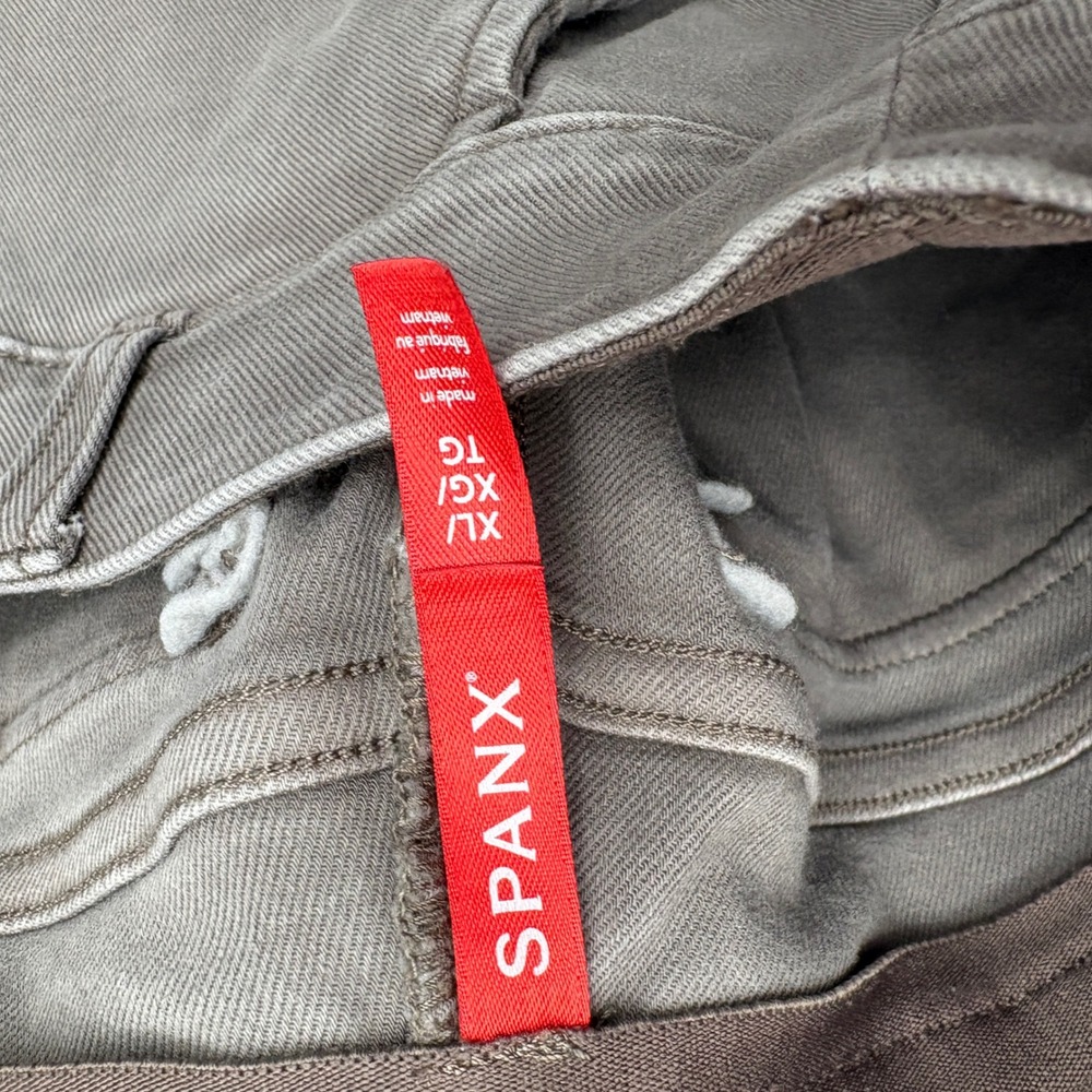 Spanx stretch twill cropped Wide Leg Crop Pants Taupe Gray High Rise 20312T L - Picture 5 of 10